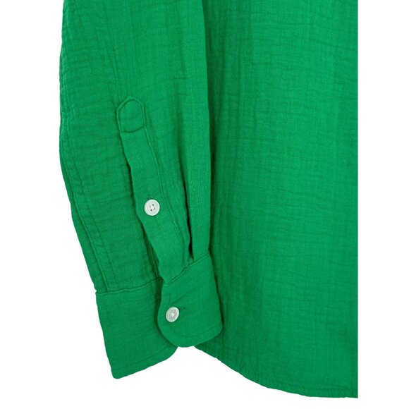 NWT J.Crew Green Crinkle Gauze Cotton Coastal Granddaughter Button Down Top XS - Picture 9 of 16